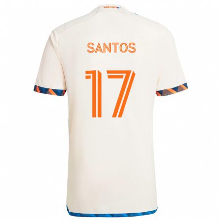 Kandiny Bambino Maglia Sergio Santos #17 Bianco Arancione Kit Gara Away 2024/25 Maglietta