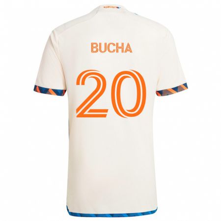 Kandiny Kinderen Pavel Bucha #20 Wit Oranje Uitshirt Uittenue 2024/25 T-Shirt