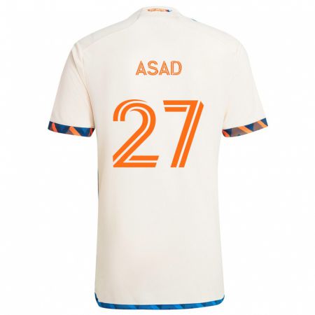 Kandiny Kinderen Yamil Asad #27 Wit Oranje Uitshirt Uittenue 2024/25 T-Shirt