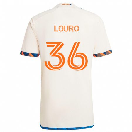 Kandiny Kinderen Evan Louro #36 Wit Oranje Uitshirt Uittenue 2024/25 T-Shirt