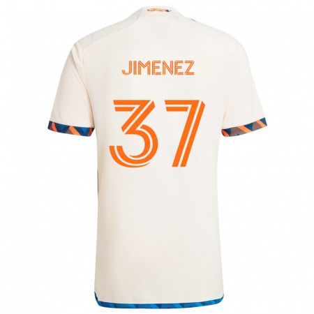 Kandiny Kinderen Stiven Jimenez #37 Wit Oranje Uitshirt Uittenue 2024/25 T-Shirt