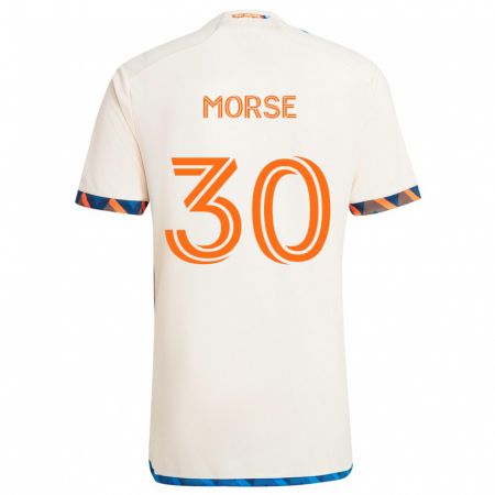 Kandiny Bambino Maglia Hunter Morse #30 Bianco Arancione Kit Gara Away 2024/25 Maglietta