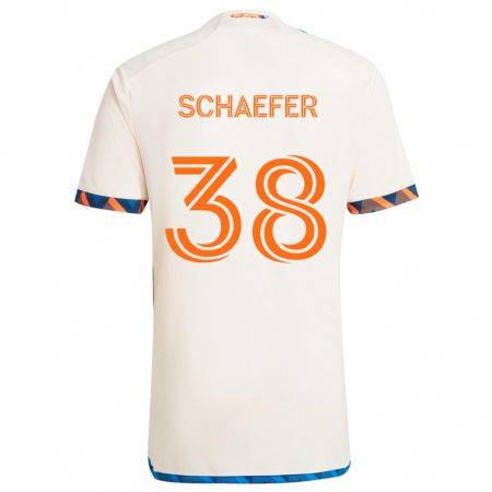 Kandiny Bambino Maglia Brian Schaefer #38 Bianco Arancione Kit Gara Away 2024/25 Maglietta