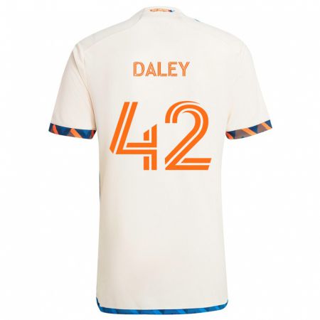 Kandiny Niño Camiseta Amir Daley #42 Blanco Naranja 2ª Equipación 2024/25 La Camisa