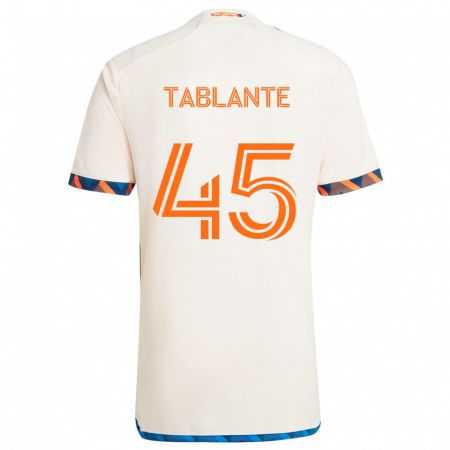 Kandiny Bambino Maglia Moises Tablante #45 Bianco Arancione Kit Gara Away 2024/25 Maglietta