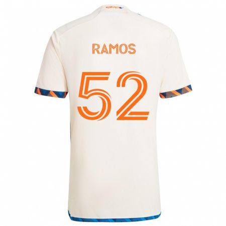 Kandiny Bambino Maglia Yair Ramos #52 Bianco Arancione Kit Gara Away 2024/25 Maglietta