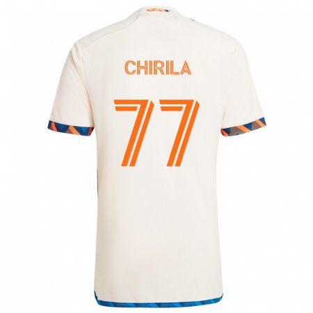 Kandiny Bambino Maglia Stefan Chirila #77 Bianco Arancione Kit Gara Away 2024/25 Maglietta