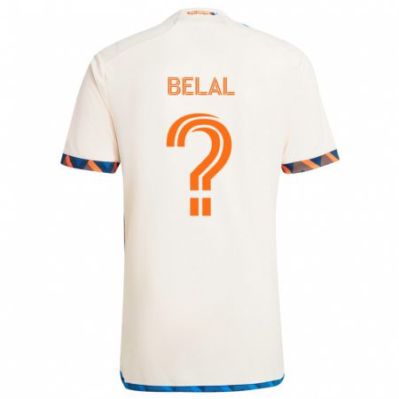 Kandiny Bambino Maglia Ryan Belal #0 Bianco Arancione Kit Gara Away 2024/25 Maglietta