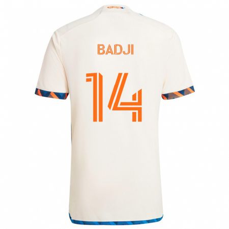 Kandiny Bambino Maglia Dominique Badji #14 Bianco Arancione Kit Gara Away 2024/25 Maglietta