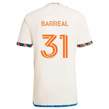 Kandiny Niño Camiseta Álvaro Barreal #31 Blanco Naranja 2ª Equipación 2024/25 La Camisa