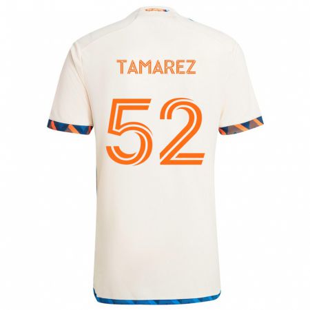 Kandiny Kinderen Lucas Tamarez #52 Wit Oranje Uitshirt Uittenue 2024/25 T-Shirt