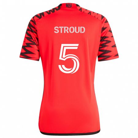 Kandiny Bambino Maglia Peter Stroud #5 Rosso Nero Bianco Kit Gara Away 2024/25 Maglietta