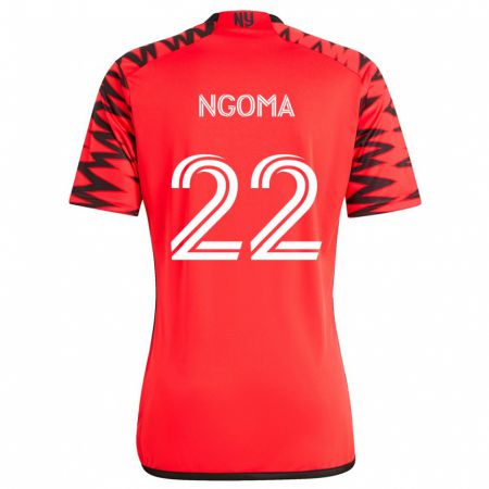 Kandiny Kinder Serge Ngoma #22 Rot Schwarz Weiß Auswärtstrikot Trikot 2024/25 T-Shirt Österreich