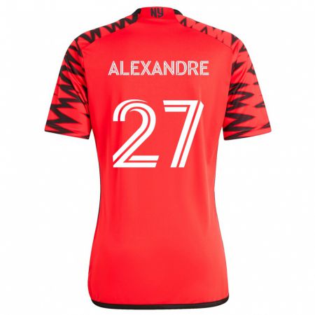 Kandiny Bambino Maglia Davi Alexandre #27 Rosso Nero Bianco Kit Gara Away 2024/25 Maglietta