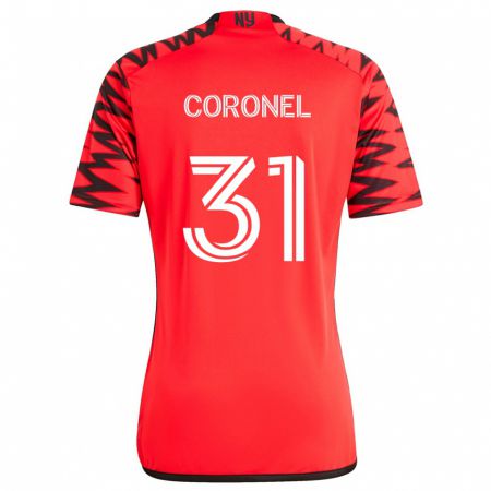 Kandiny Kinderen Carlos Coronel #31 Rood Zwart Wit Uitshirt Uittenue 2024/25 T-Shirt België