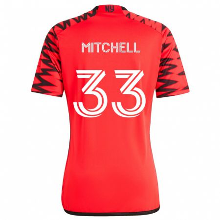 Kandiny Bambino Maglia Roald Mitchell #33 Rosso Nero Bianco Kit Gara Away 2024/25 Maglietta