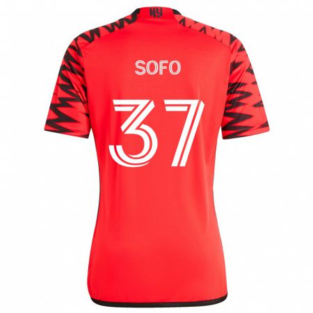 Kandiny Bambino Maglia Mohammed Sofo #37 Rosso Nero Bianco Kit Gara Away 2024/25 Maglietta