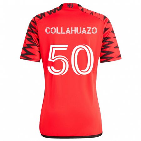 Kandiny Bambino Maglia Jair Collahuazo #50 Rosso Nero Bianco Kit Gara Away 2024/25 Maglietta