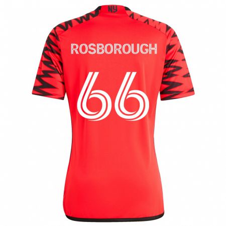 Kandiny Bambino Maglia Tanner Rosborough #66 Rosso Nero Bianco Kit Gara Away 2024/25 Maglietta