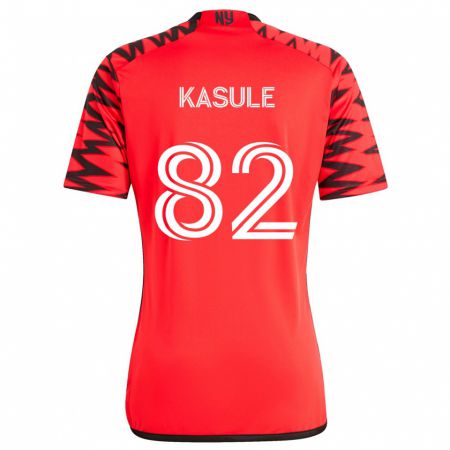 Kandiny Bambino Maglia Ibrahim Kasule #82 Rosso Nero Bianco Kit Gara Away 2024/25 Maglietta