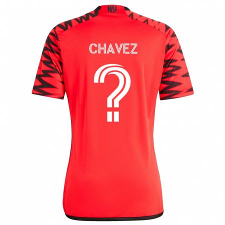 Kandiny Bambino Maglia Sebasthian Chavez #0 Rosso Nero Bianco Kit Gara Away 2024/25 Maglietta