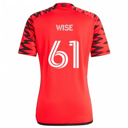 Kandiny Bambino Maglia Henry Wise #61 Rosso Nero Bianco Kit Gara Away 2024/25 Maglietta