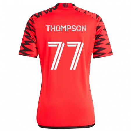 Kandiny Bambino Maglia Amos Shapiro-Thompson #77 Rosso Nero Bianco Kit Gara Away 2024/25 Maglietta