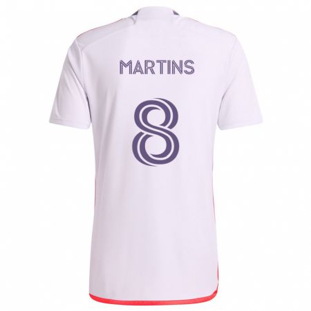 Kandiny Bambino Maglia Felipe Martins #8 Bianco Rosso Viola Kit Gara Away 2024/25 Maglietta