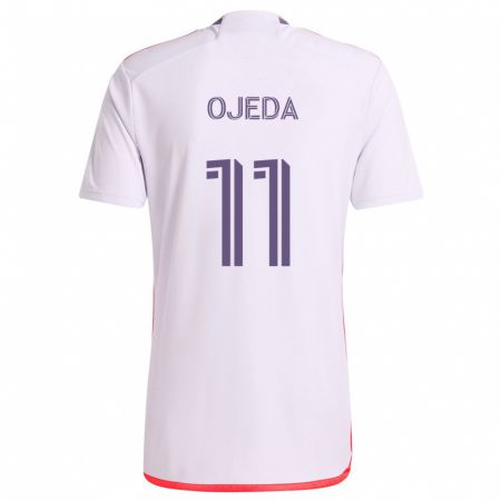 Kandiny Bambino Maglia Martín Ojeda #11 Bianco Rosso Viola Kit Gara Away 2024/25 Maglietta