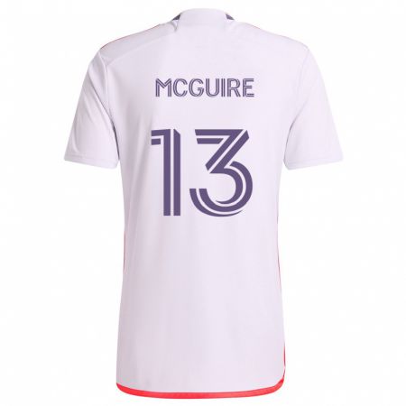 Kandiny Bambino Maglia Duncan Mcguire #13 Bianco Rosso Viola Kit Gara Away 2024/25 Maglietta