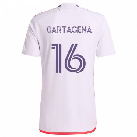 Kandiny Bambino Maglia Wilder Cartagena #16 Bianco Rosso Viola Kit Gara Away 2024/25 Maglietta