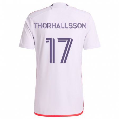 Kandiny Kinderen Dagur Dan Thórhallsson #17 Wit Rood Paars Uitshirt Uittenue 2024/25 T-Shirt