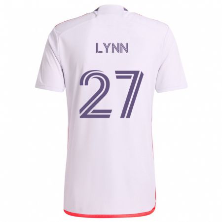 Kandiny Bambino Maglia Jack Lynn #27 Bianco Rosso Viola Kit Gara Away 2024/25 Maglietta