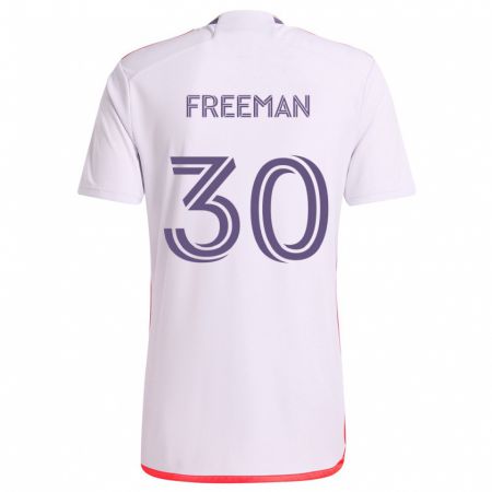 Kandiny Bambino Maglia Alex Freeman #30 Bianco Rosso Viola Kit Gara Away 2024/25 Maglietta