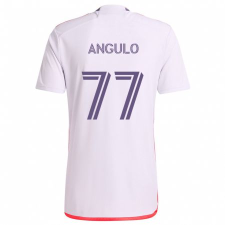 Kandiny Bambino Maglia Iván Angulo #77 Bianco Rosso Viola Kit Gara Away 2024/25 Maglietta