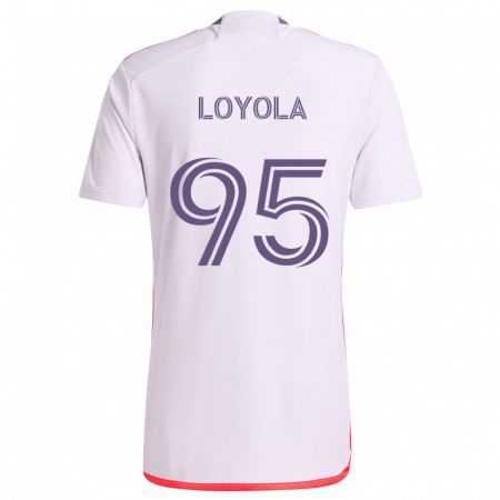 Kandiny Bambino Maglia Favian Loyola #95 Bianco Rosso Viola Kit Gara Away 2024/25 Maglietta