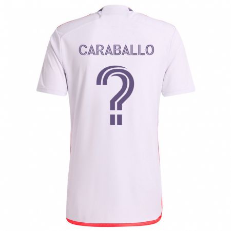 Kandiny Bambino Maglia Gustavo Caraballo #0 Bianco Rosso Viola Kit Gara Away 2024/25 Maglietta