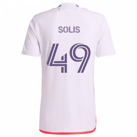 Kandiny Bambino Maglia Jhon Solís #49 Bianco Rosso Viola Kit Gara Away 2024/25 Maglietta