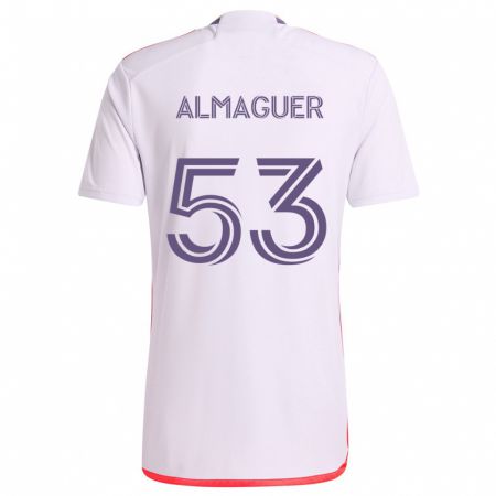 Kandiny Kinderen Jorge Almaguer #53 Wit Rood Paars Uitshirt Uittenue 2024/25 T-Shirt