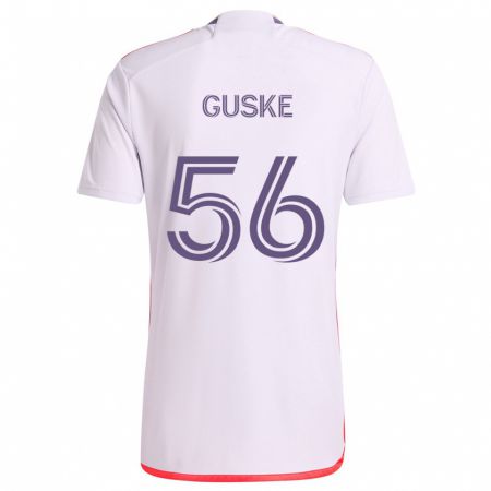 Kandiny Bambino Maglia Colin Guske #56 Bianco Rosso Viola Kit Gara Away 2024/25 Maglietta