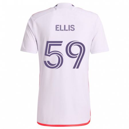 Kandiny Bambino Maglia Justin Ellis #59 Bianco Rosso Viola Kit Gara Away 2024/25 Maglietta