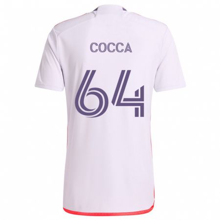 Kandiny Bambino Maglia Manuel Cocca #64 Bianco Rosso Viola Kit Gara Away 2024/25 Maglietta