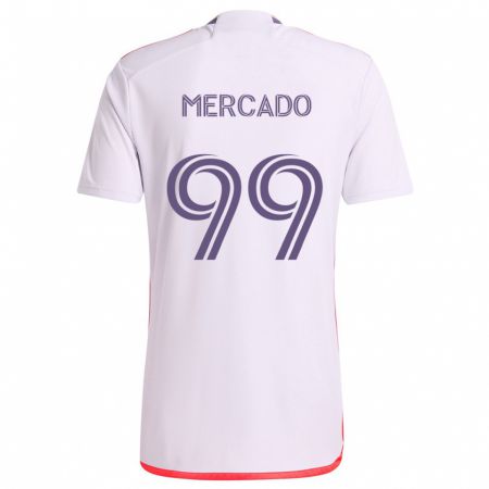 Kandiny Bambino Maglia Carlos Mercado #99 Bianco Rosso Viola Kit Gara Away 2024/25 Maglietta