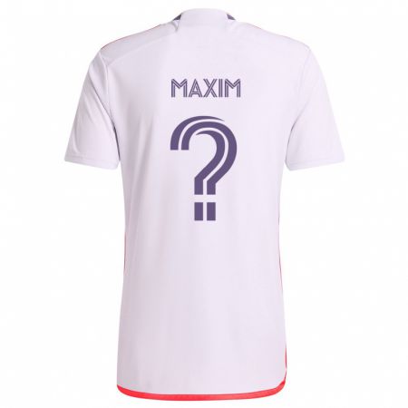 Kandiny Bambino Maglia Luca Maxim #0 Bianco Rosso Viola Kit Gara Away 2024/25 Maglietta