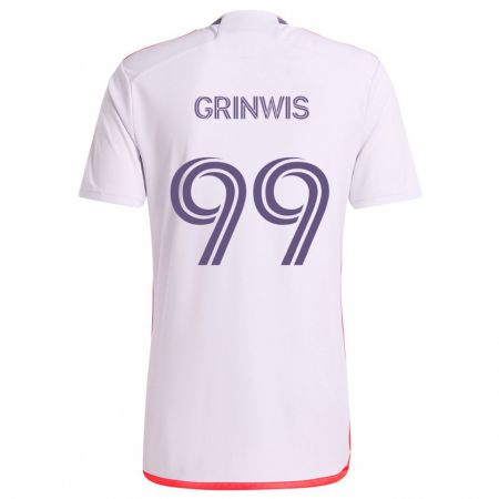 Kandiny Bambino Maglia Adam Grinwis #99 Bianco Rosso Viola Kit Gara Away 2024/25 Maglietta