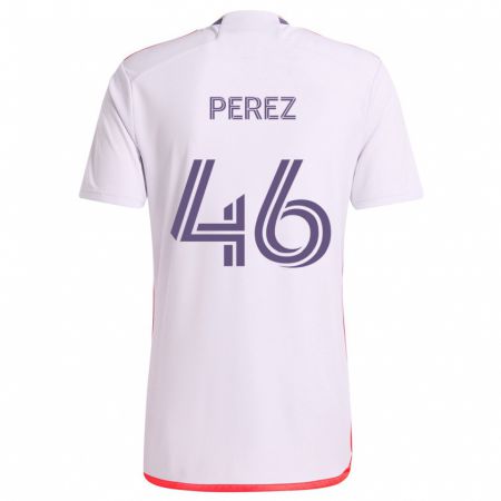 Kandiny Bambino Maglia Franco Pérez #46 Bianco Rosso Viola Kit Gara Away 2024/25 Maglietta