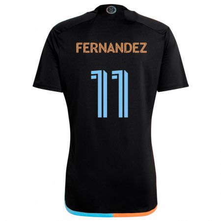 Kandiny Kinderen Julián Fernández #11 Zwart Oranje Blauw Uitshirt Uittenue 2024/25 T-Shirt België