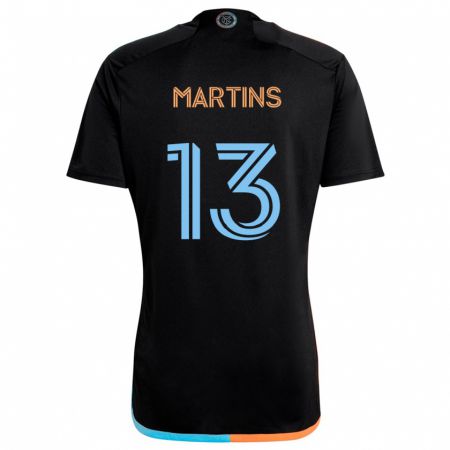 Kandiny Bambino Maglia Thiago Martins #13 Nero Arancione Blu Kit Gara Away 2024/25 Maglietta