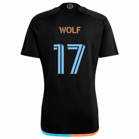 Kandiny Kinderen Hannes Wolf #17 Zwart Oranje Blauw Uitshirt Uittenue 2024/25 T-Shirt