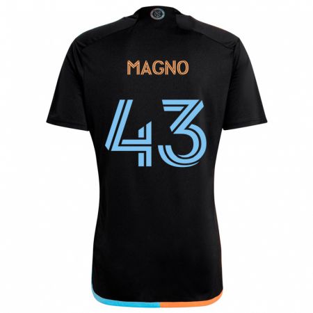 Kandiny Bambino Maglia Talles Magno #43 Nero Arancione Blu Kit Gara Away 2024/25 Maglietta